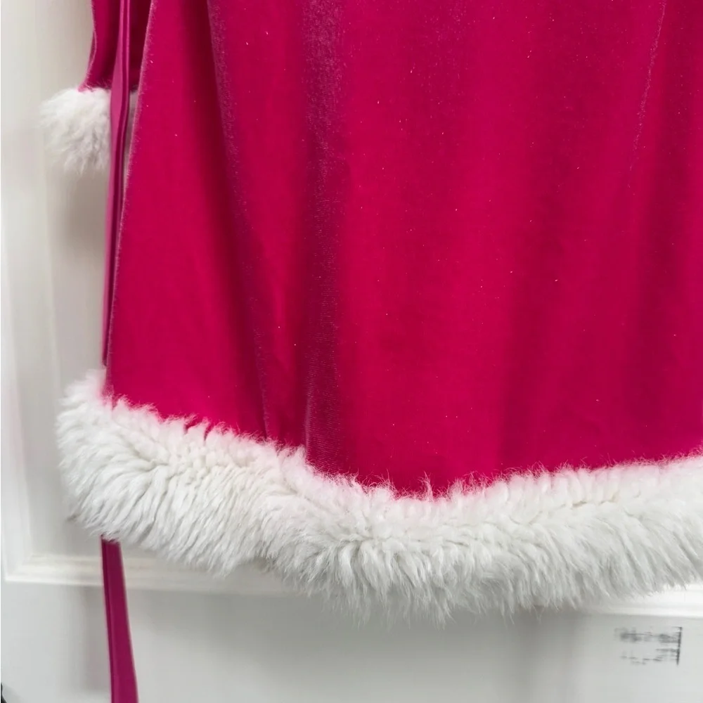 Bonnie Jean 3T Girls Pink & White Velvet Christmas Holiday Long Sleeve Dress - Picture 5 of 7